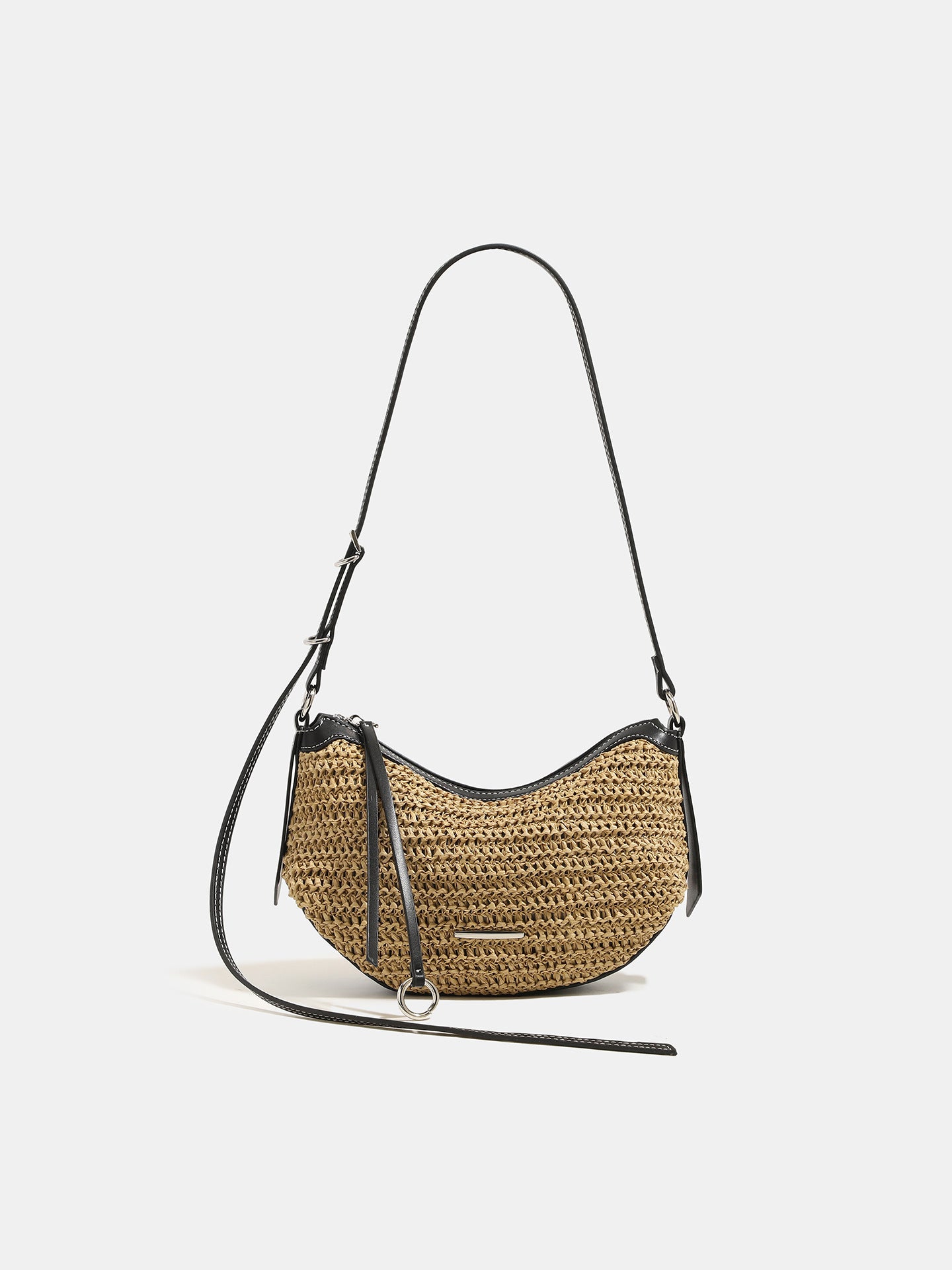 Women's Woven Straw Crescent Shoulder Bag