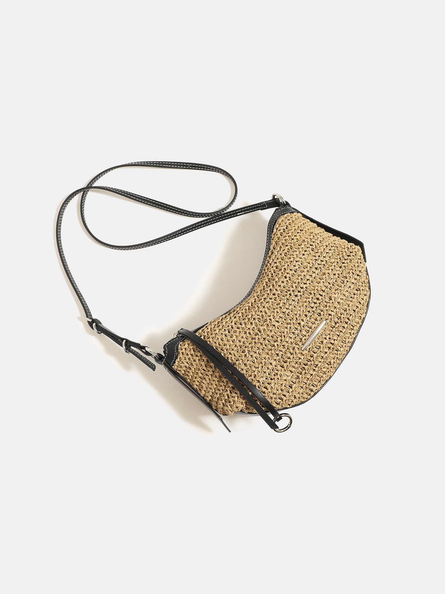 Women's Woven Straw Crescent Shoulder Bag