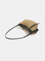 Women's Woven Straw Crescent Shoulder Bag