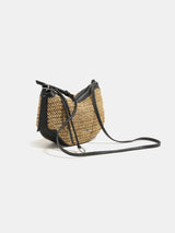 Women's Woven Straw Crescent Shoulder Bag