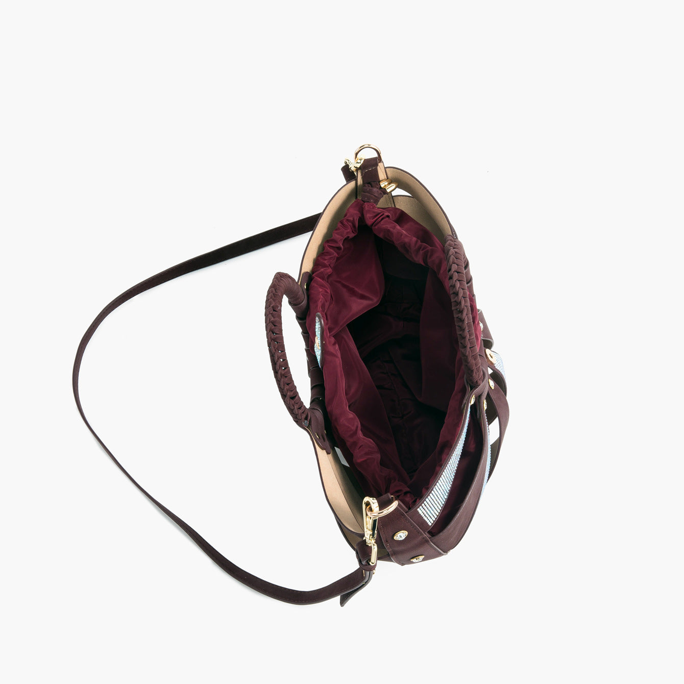 Women's Rhinestone Fan-Shaped Top Handle Crossbody Bag