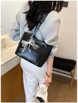 Women`s Woven Leather Tote Shoulder Handbag