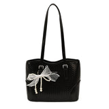 Women`s Woven Leather Tote Shoulder Handbag