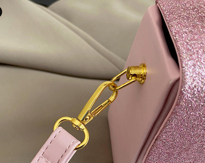 Women`s Glitter Chain Handle Crossbody Satchel