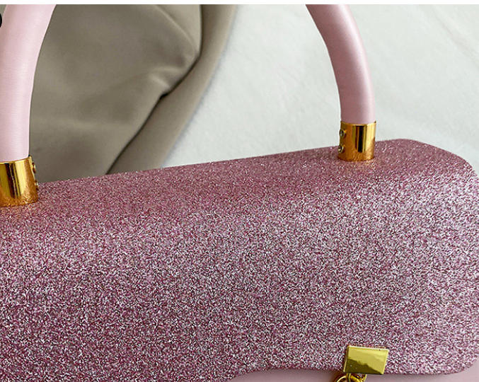 Women`s Glitter Chain Handle Crossbody Satchel
