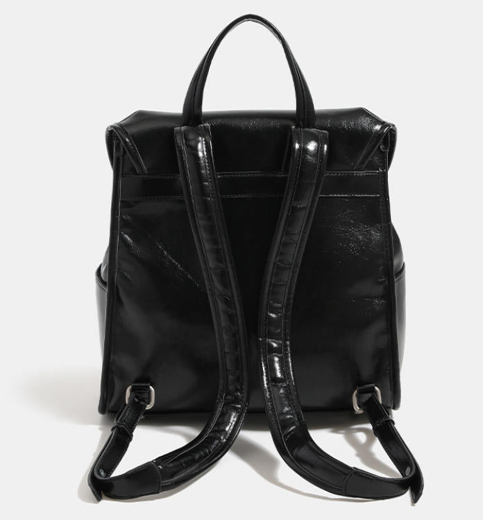 Black   Flap Backpack for Women Travel Bag