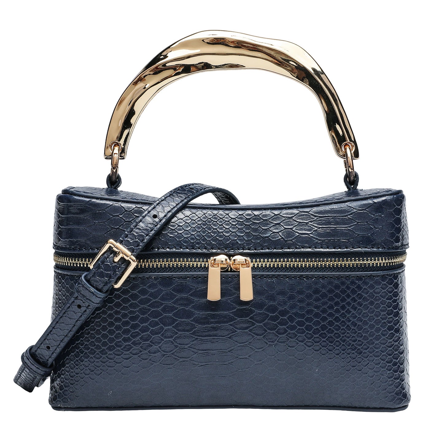 Croc Embossed Top Handle Crossbody Bag