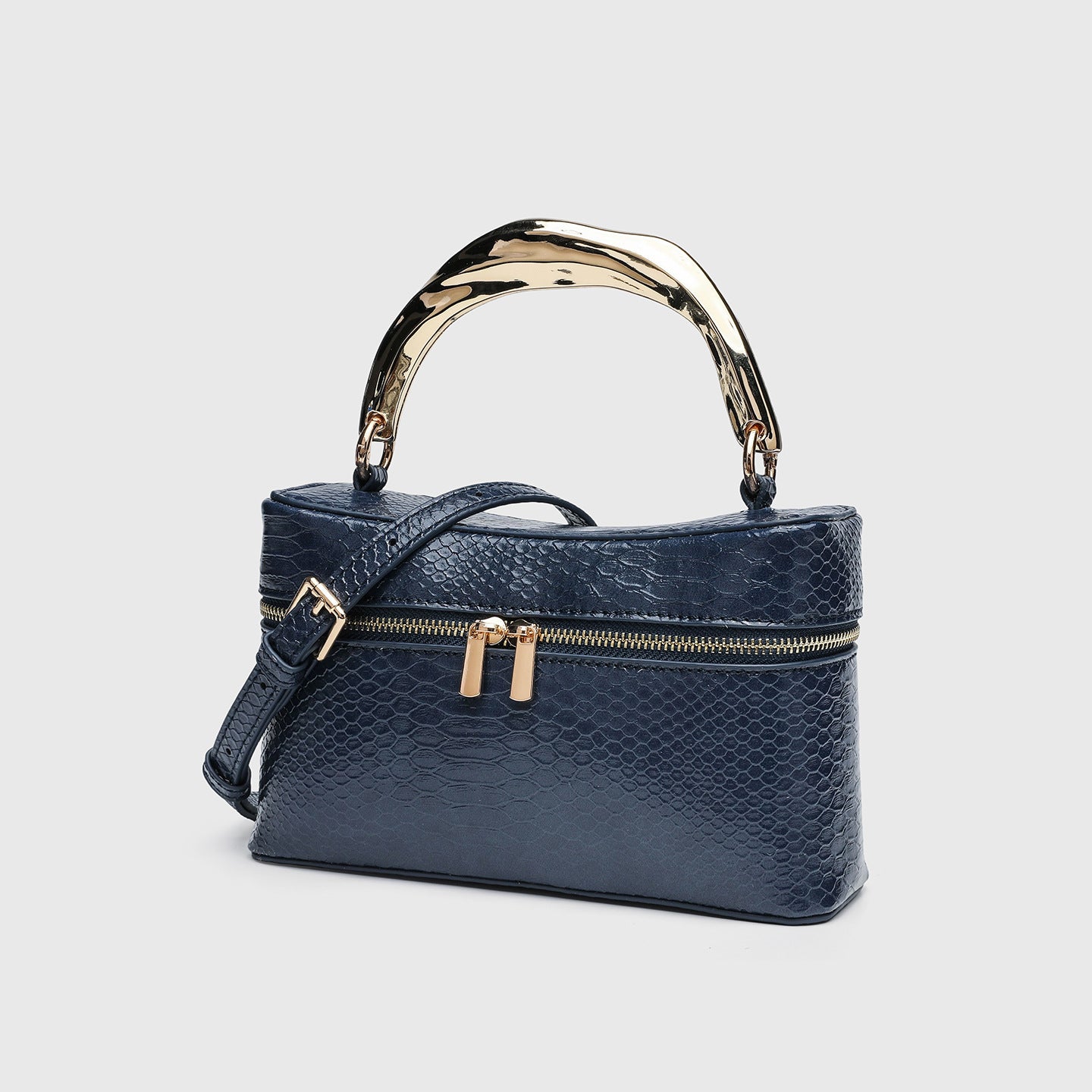 Croc Embossed Top Handle Crossbody Bag