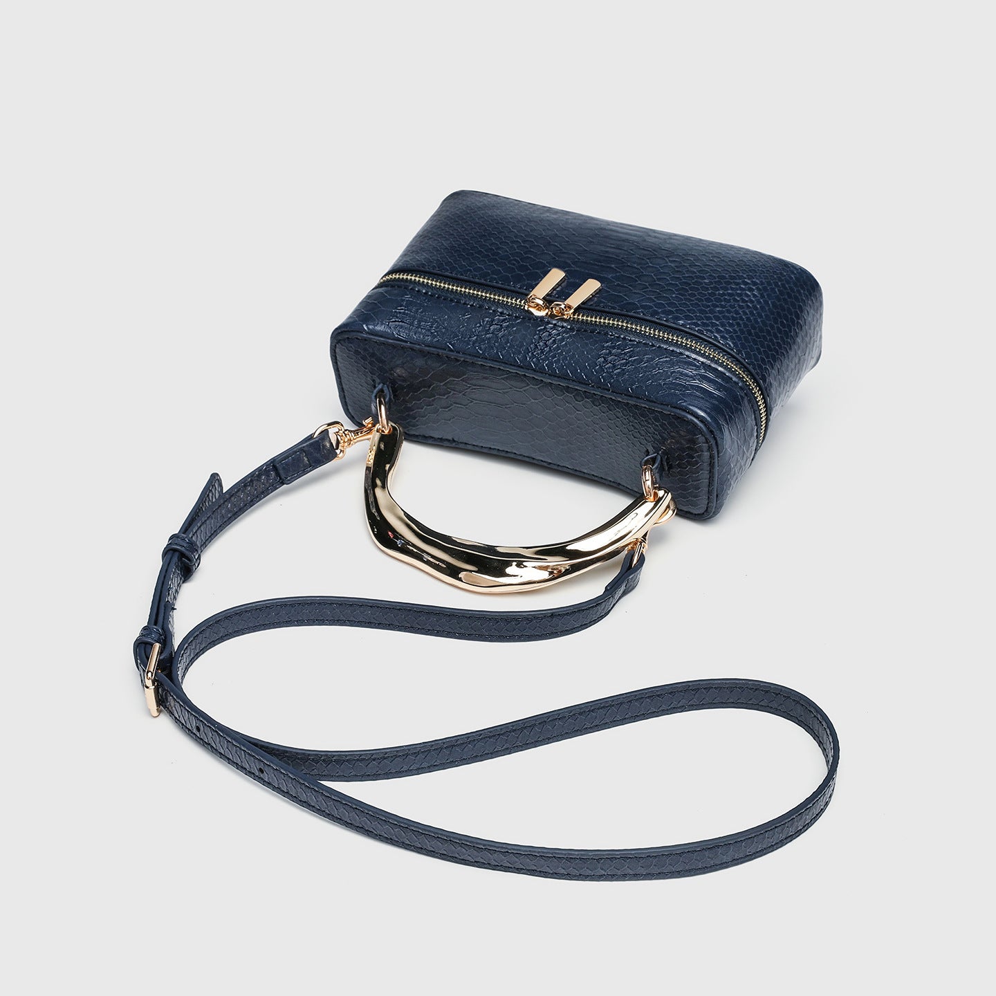 Croc Embossed Top Handle Crossbody Bag