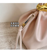 Leather Drawstring Bag with Gold Hardware