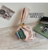 Leather Drawstring Bag with Gold Hardware