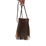 Women's Woven Fringe Bucket Bag