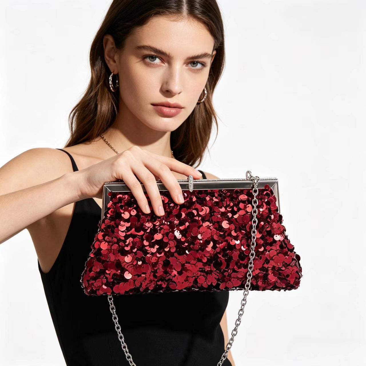 Women's Sequin Chain Clutch Bag
