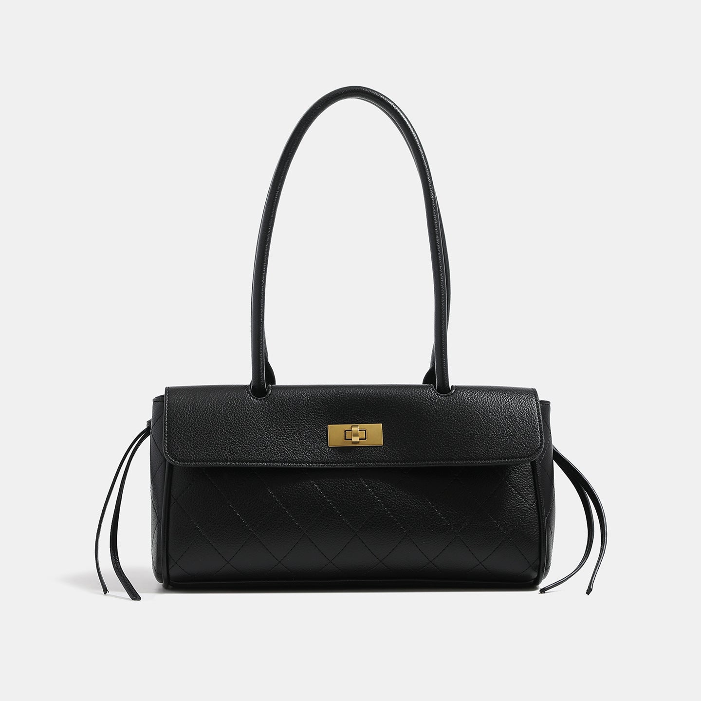 Quilted Turn Lock Shoulder Handbag