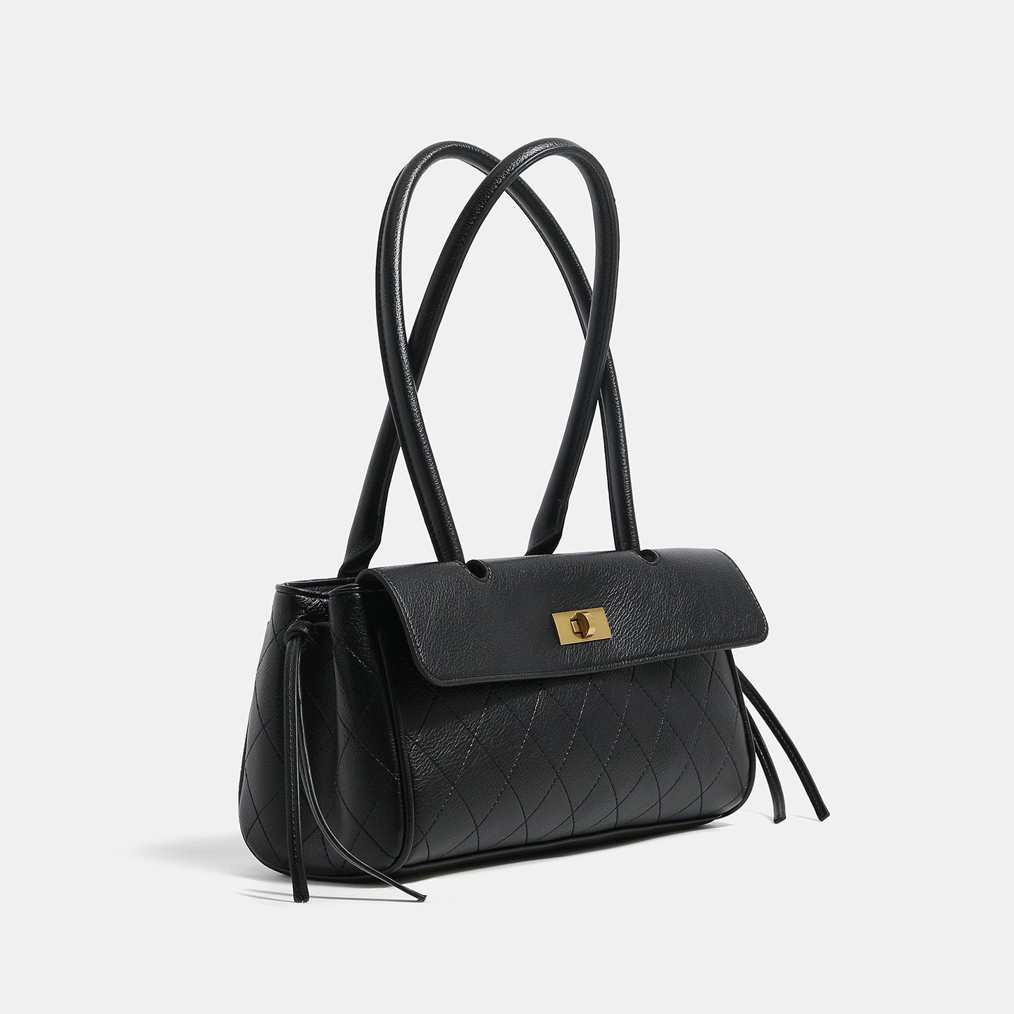 Quilted Turn Lock Shoulder Handbag