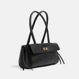 Quilted Turn Lock Shoulder Handbag