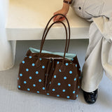 Polka Dot Woven Tote Bag