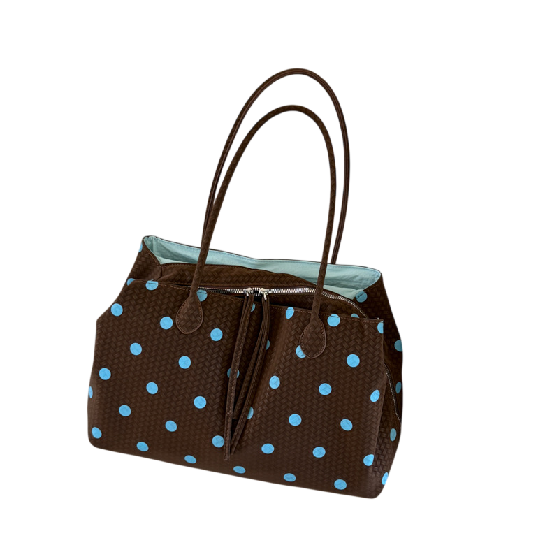 Polka Dot Woven Tote Bag