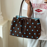 Polka Dot Woven Tote Bag