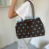 Polka Dot Woven Tote Bag
