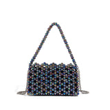 Women's Beaded Shoulder Bag with Chain Strap