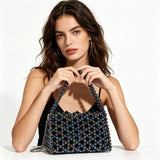 Women's Beaded Shoulder Bag with Chain Strap