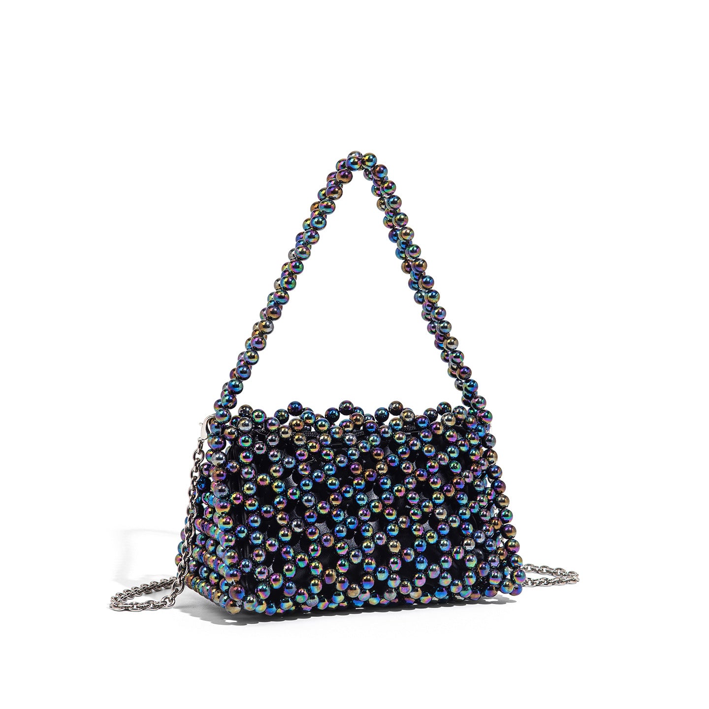 Women's Beaded Shoulder Bag with Chain Strap