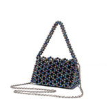 Women's Beaded Shoulder Bag with Chain Strap