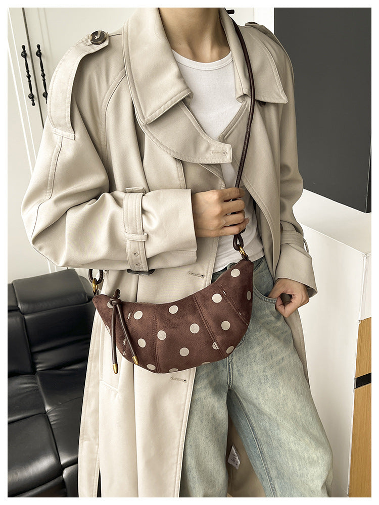 Women's Brown Polka Dot Shoulder Bag