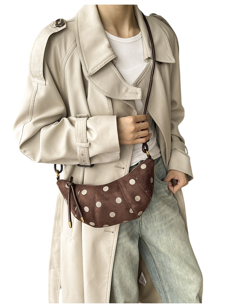 Women's Brown Polka Dot Shoulder Bag