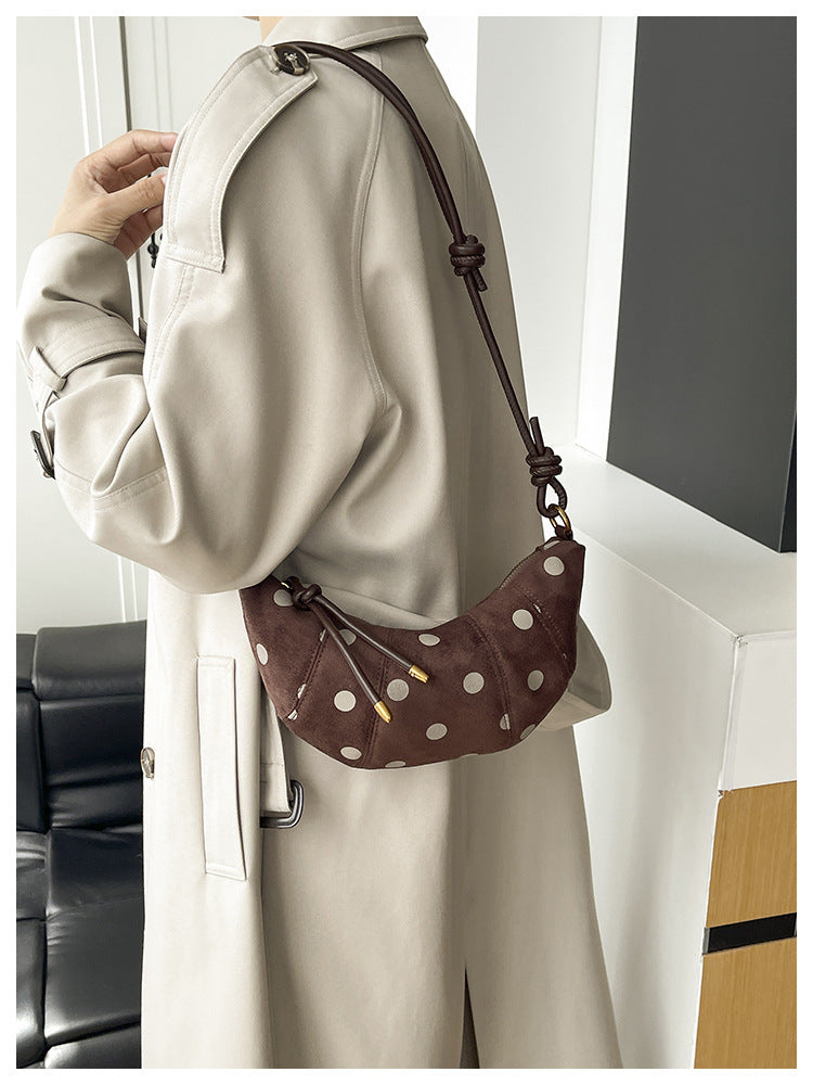 Women's Brown Polka Dot Shoulder Bag