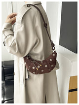 Women's Brown Polka Dot Shoulder Bag