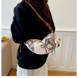 Printed Crescent Shoulder Bag