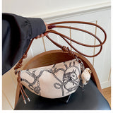 Printed Crescent Shoulder Bag