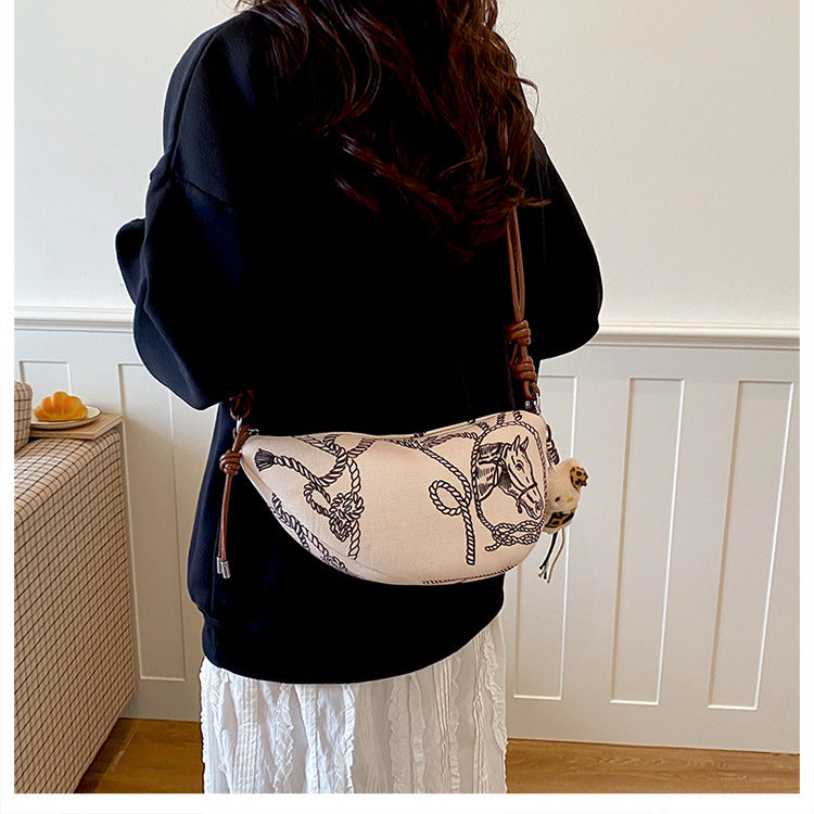 Printed Crescent Shoulder Bag