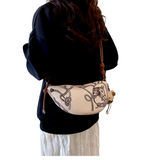 Printed Crescent Shoulder Bag