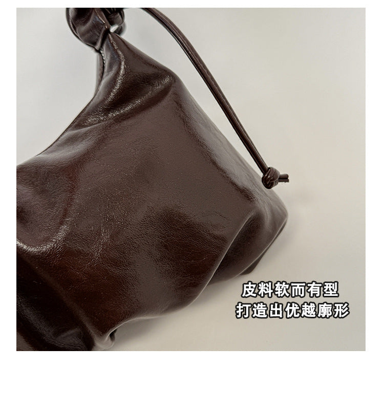 Women's Brown Ruched Shoulder Bag