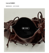 Women's Brown Ruched Shoulder Bag