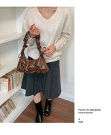 Women's Brown Ruched Shoulder Bag