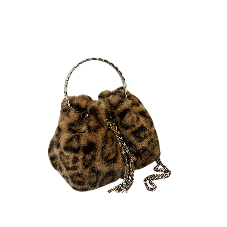 Women’s Leopard Print Faux Fur Handbag
