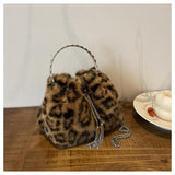 Women’s Leopard Print Faux Fur Handbag