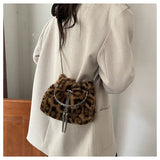 Women’s Leopard Print Faux Fur Handbag
