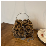 Women’s Leopard Print Faux Fur Handbag