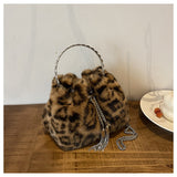 Women’s Leopard Print Faux Fur Handbag