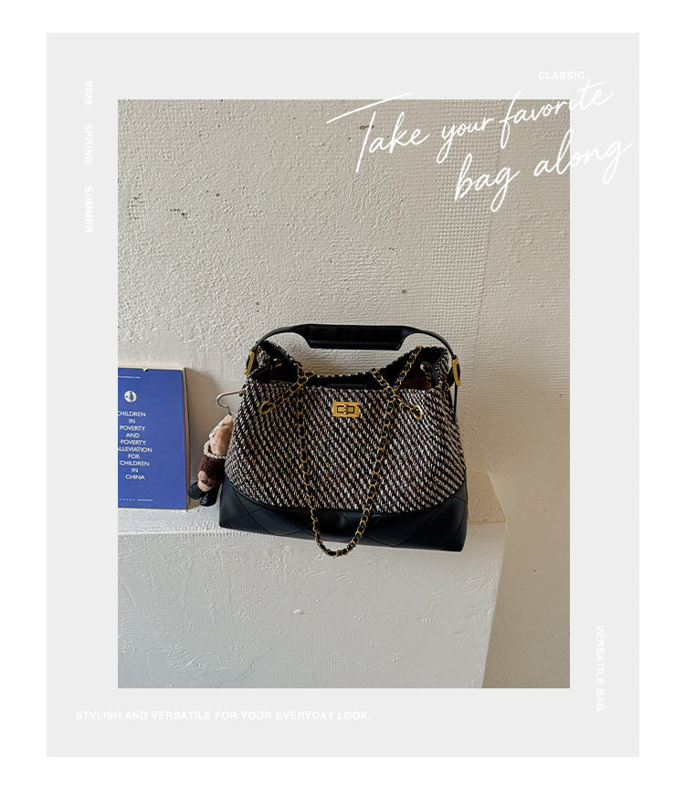 Woven Chain Strap Shoulder Bag