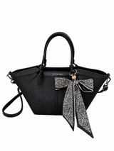 Women’s Structured Tote Handbag with Scarf Detail and Shoulder Strap