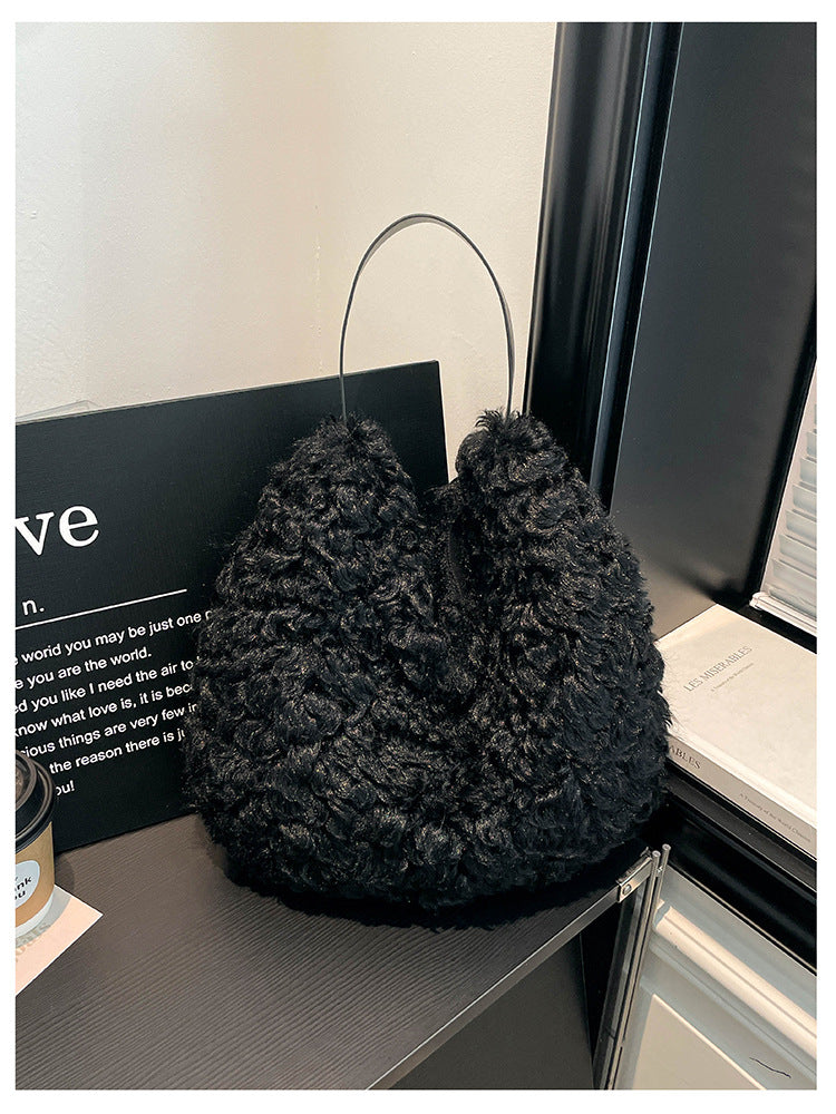 Women's Textured Faux Fur Shoulder Bag