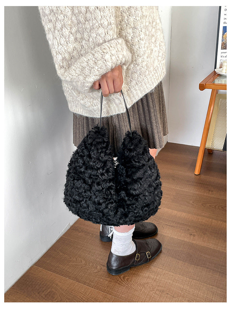 Women's Textured Faux Fur Shoulder Bag