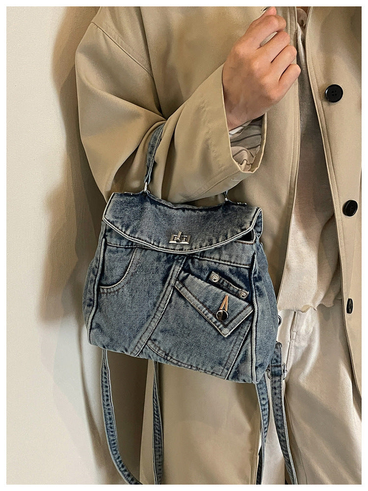Women's Denim Handbag with Top Handle