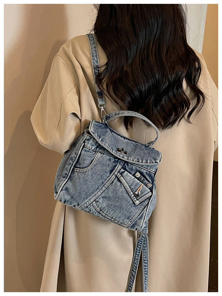 Women's Denim Handbag with Top Handle